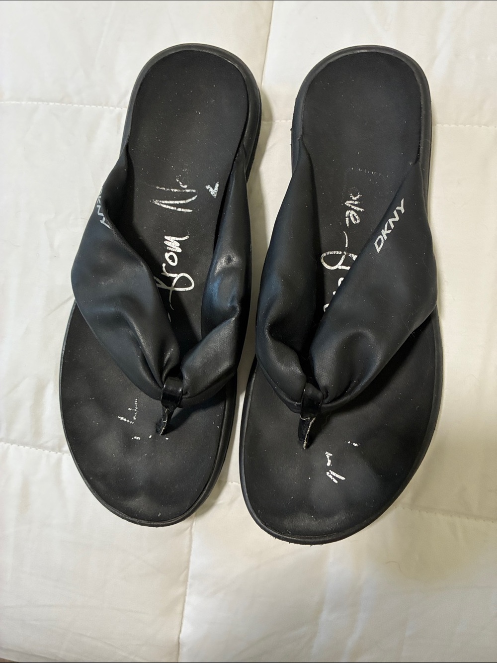 DKNY Black Womens Knotted Thong Sandals Size 8 - Picture 1 of 4